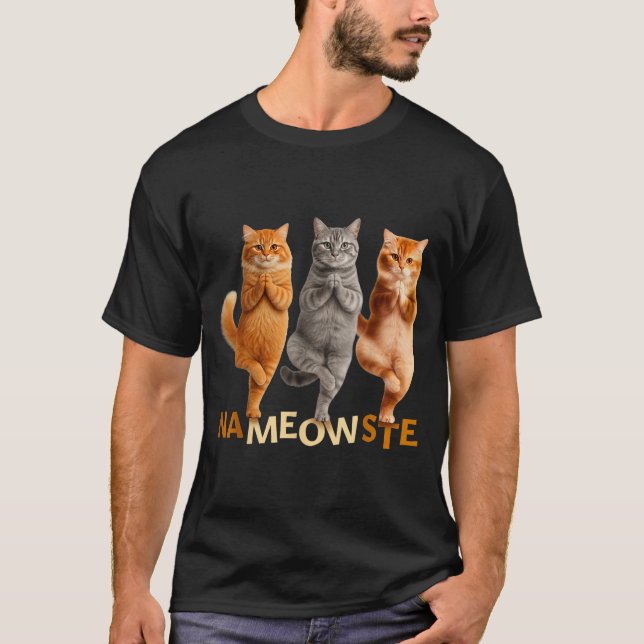 Nameowste Yoga Cat  T-Shirt (Vorderseite)
