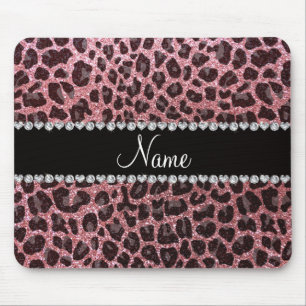 Namepastellrosa-Glitterleoparddruck Mousepad