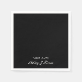 Names and Wedding Date Black and White Serviette