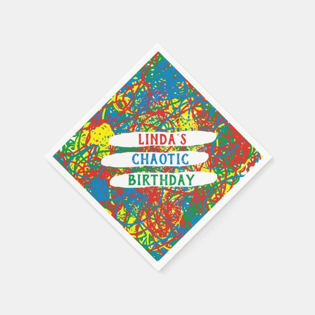 Name's Chaotic Birthday Red Blue Green Yellow Wild Serviette (Ecke)