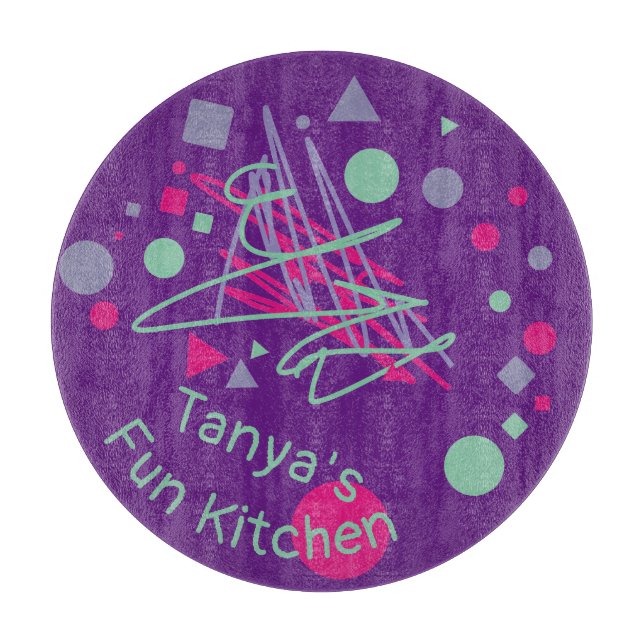 Name's Fun Kitchen Medley Pink Lila Aquamarine For Schneidebrett (Vorderseite)