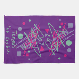 Name's Fun Kitchen Pink Lila Aquamarine Formen Med Geschirrtuch