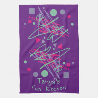 Name's Fun Kitchen Pink Lila Aquamarine Formen Med Geschirrtuch