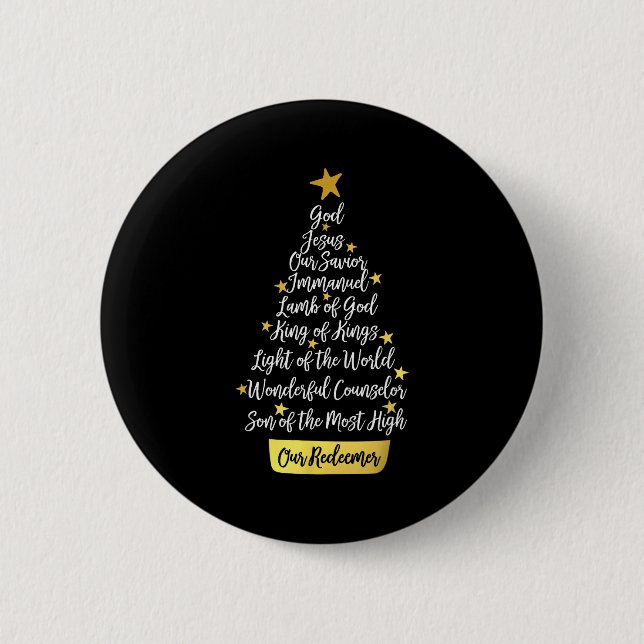 Names Of Jesus Christian Faith Christmas Tree  Button (Vorderseite)