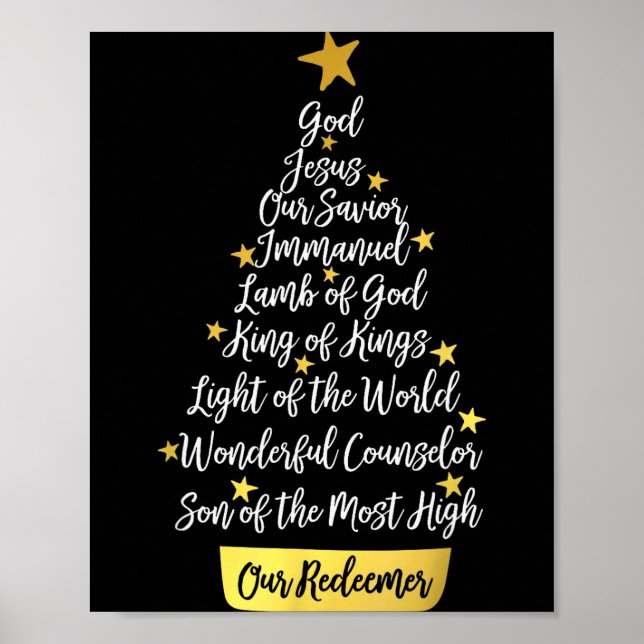 Names Of Jesus Christian Faith Christmas Tree  Poster (Vorne)