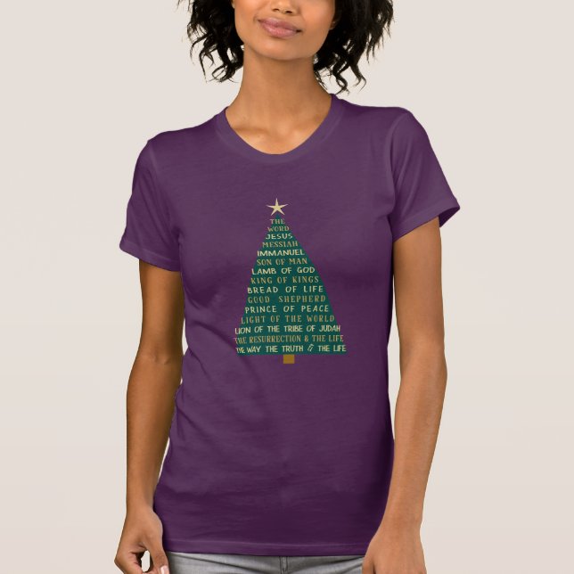 Names of Jesus Christmas Tree T-Shirt (Vorderseite)