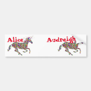 Nametags Alice und Audreigh Multicolored Unicorn Autoaufkleber