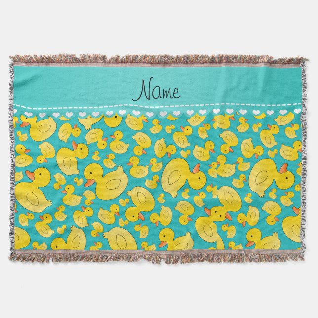 Nametürkis rubberducks blauer Streifen Decke (Vorderseite)