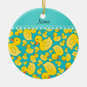 Nametürkis rubberducks Herzstreifen Keramikornament