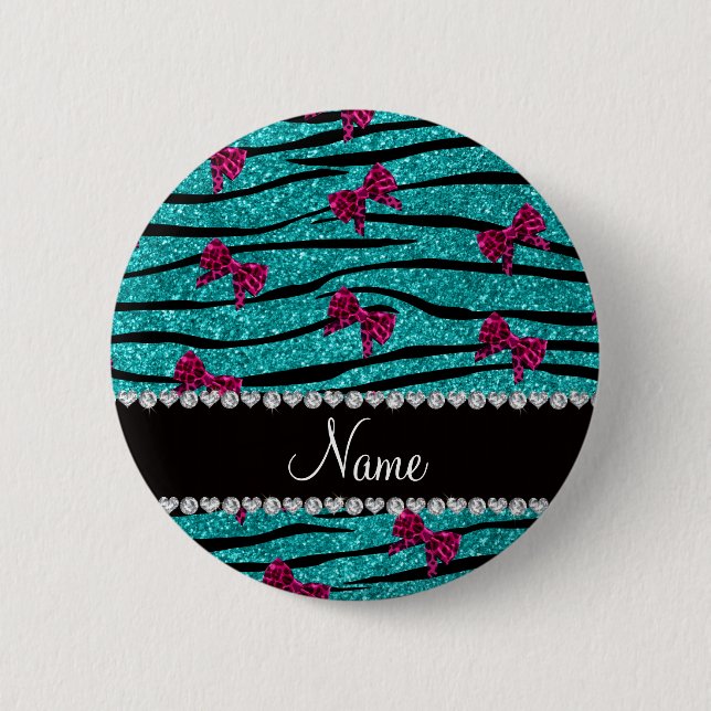 Nametürkis Zebra stripes rosa Bögen Button (Vorderseite)