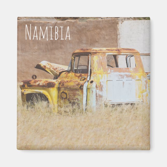 Namibia Africa Abandoned Car Wreck Landscape Magnet (Vorne)