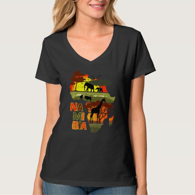 Namibia Africa Sunset Continental Nature Wild Life T-Shirt (Vorderseite)
