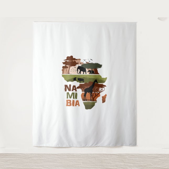 Namibia Africa Sunset Continental Nature Wild Life Wandteppich (Vorderseite)