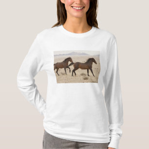 Namibia, Aus. Wilde Pferde laufen auf der Namib T-Shirt