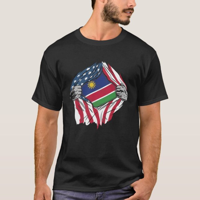 Namibia-Blutflagge im Inneren von Me Namibia T-Shirt (Vorderseite)