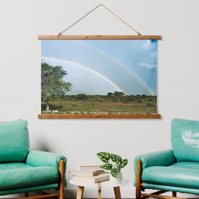 Namibia Double Rainbow Wandteppich Mit Holzrahmen (Wohnzimmer)