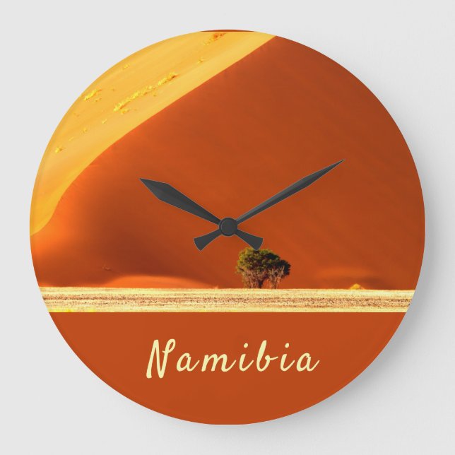 Namibia-Dunes aus Sossusvlei-Foto mit Text Große Wanduhr (Vorderseite)