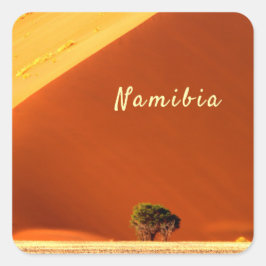 Namibia-Dunes aus Sossusvlei-Foto mit Text Quadratischer Aufkleber