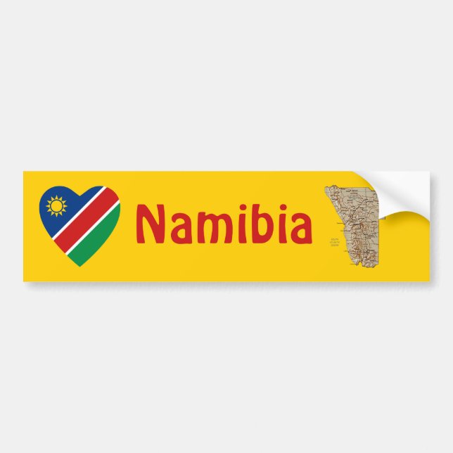 Namibia Flag Heart + Karte Autoaufkleber (Vorne)