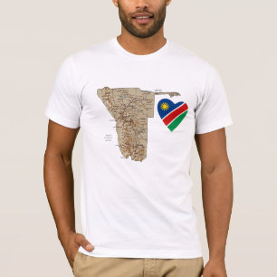 Namibia Flag Herz und T - Shirt