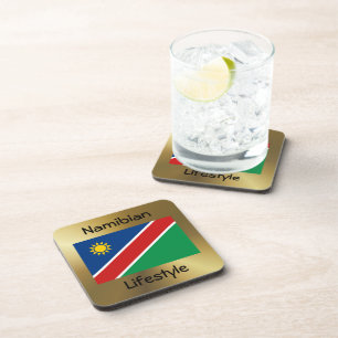 Namibia Flag+Text-Untersetzer Getränkeuntersetzer
