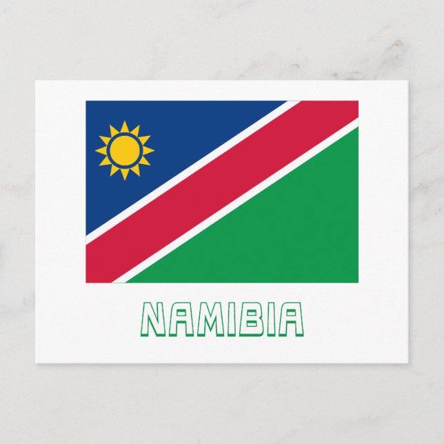 Namibia-Flagge mit Namen Postkarte (Vorderseite)