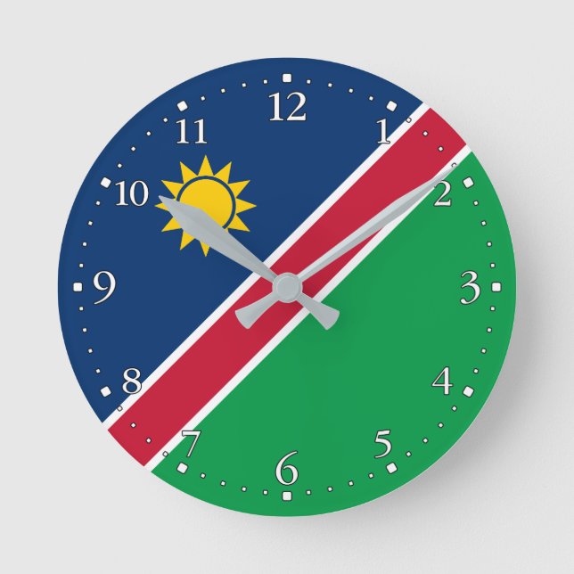 Namibia-Flagge Runde Wanduhr (Vorderseite)