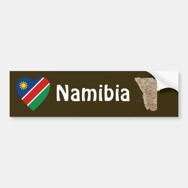 Namibia-Flaggen-Herz + Karten-Autoaufkleber Autoaufkleber (Vorne)