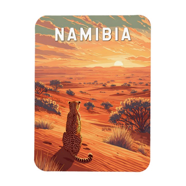 Namibia Illustration Reise Kunst Vintage Magnet (Vertikal)