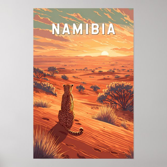 Namibia Illustration Reise Kunst Vintage Poster (Vorne)