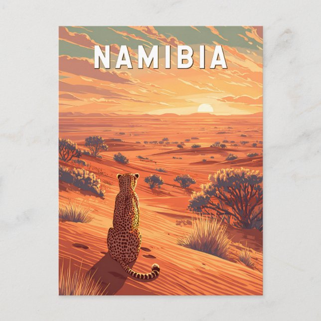 Namibia Illustration Reise Kunst Vintage Postkarte (Vorderseite)