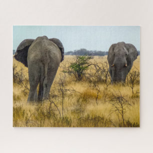 Namibia Jigsaw Puzzle - wilde Elefanten im Gras