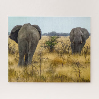 Namibia Jigsaw Puzzle - wilde Elefanten im Gras