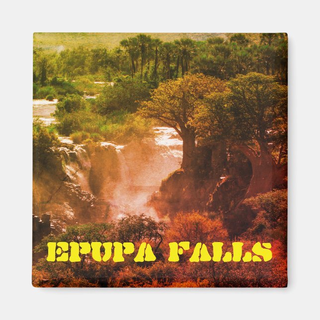 Namibia Kunene River Epupa Falls Landscape Baobabs Magnet (Vorne)
