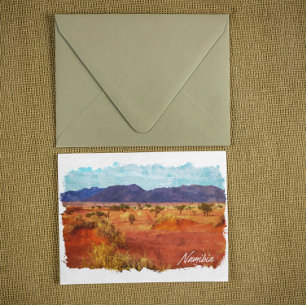Namibia-Landschaft-Panorama-Aquarellmalerei Postkarte