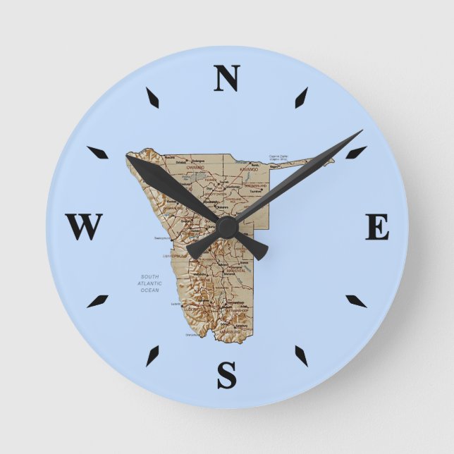 Namibia Map Clock Runde Wanduhr (Vorderseite)
