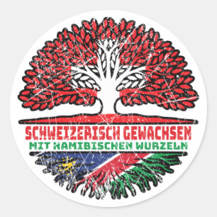 Namibia Namibisch Schweizer Schweiz Baum Wurzel Runder Aufkleber