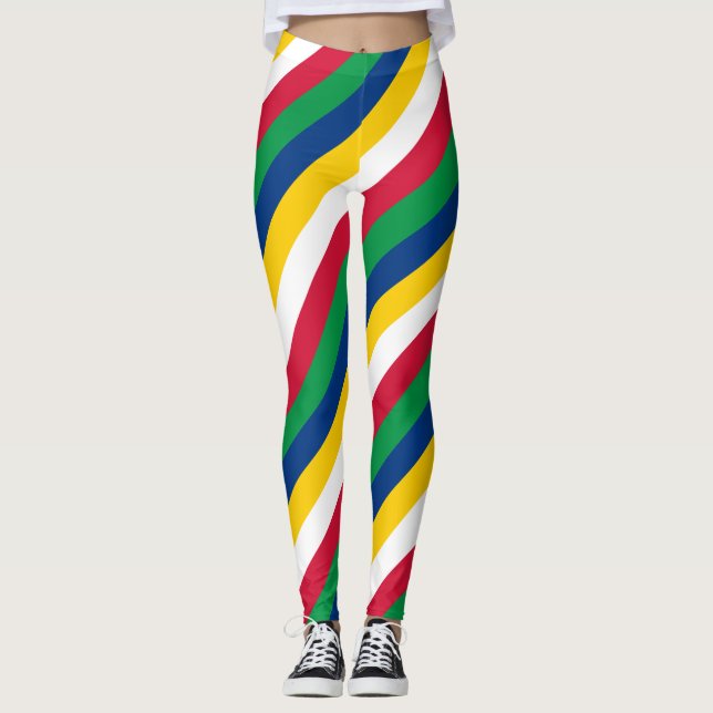 Namibia National Flag Colors Diagonal Striped Leggings (Vorderseite)