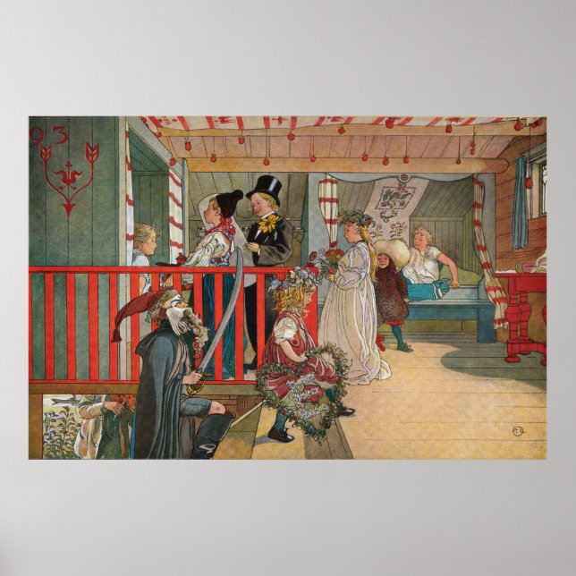 Namnsdag på härbret, Carl Larsson Poster (Vorne)