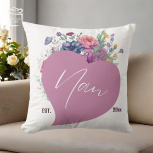 Nan Est 20xx Aquarell Wildblumen Herz Kissen
