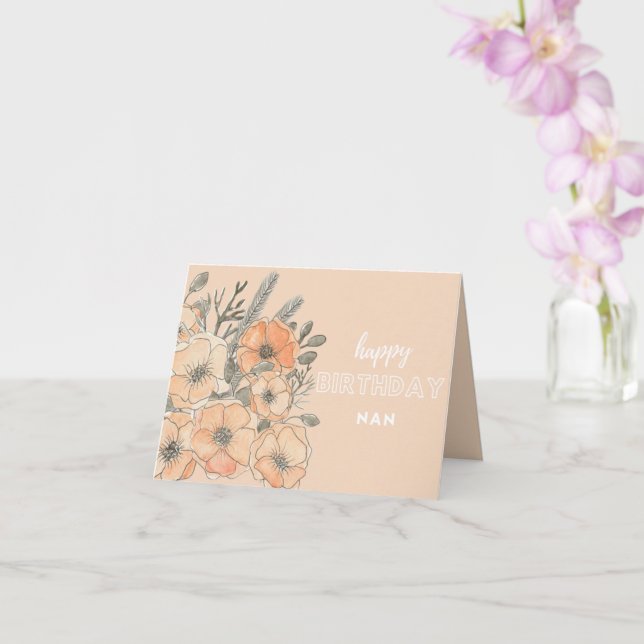 Nan Geburtstagskarte - Herzlichen Glückwunsch zum  Karte (Orchidee)