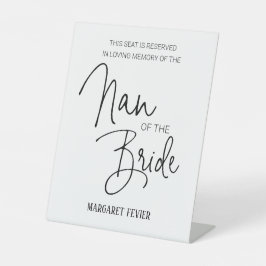 Nan of the Bride Memorial Reservierte Studentenhoc Sockelschild