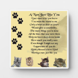 Nan Poem Plaque - Cat Design Fotoplatte