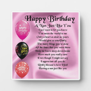 Nan Poem Plaque - Happy Birthday Fotoplatte