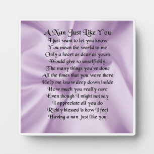 Nan Poem Plaque - Lilac Silk Design Fotoplatte