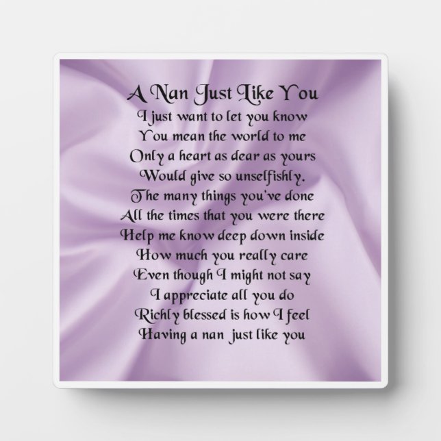 Nan Poem Plaque - Lilac Silk Design Fotoplatte (Vorderseite)