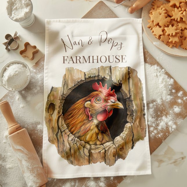 Nan & Pop's Farmhouse Cute Country Farm Chicken Geschirrtuch (Von Creator hochgeladen)