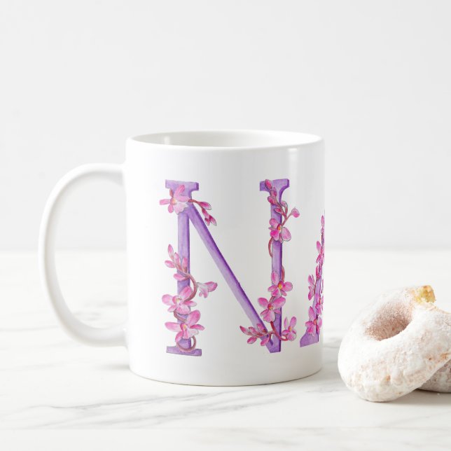 Nan-Text-Orchid lila-Rosa-Malerei Tasse (Mit Donut)