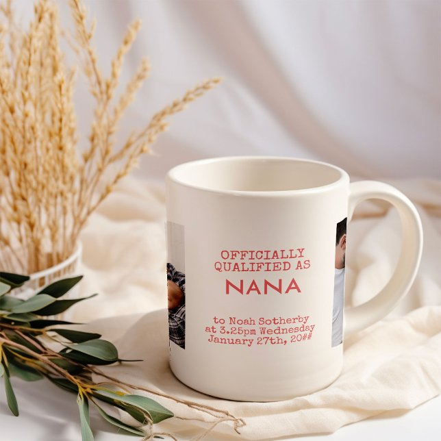 Nana 2 Custom Baby Fotos und Geburtsstunde Kaffeetasse (Nana baby birth announcement photo mug)
