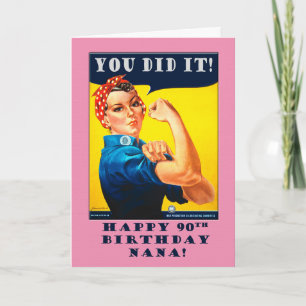 Nana 90. Geburtstag mit Rosie the Riveter Karte